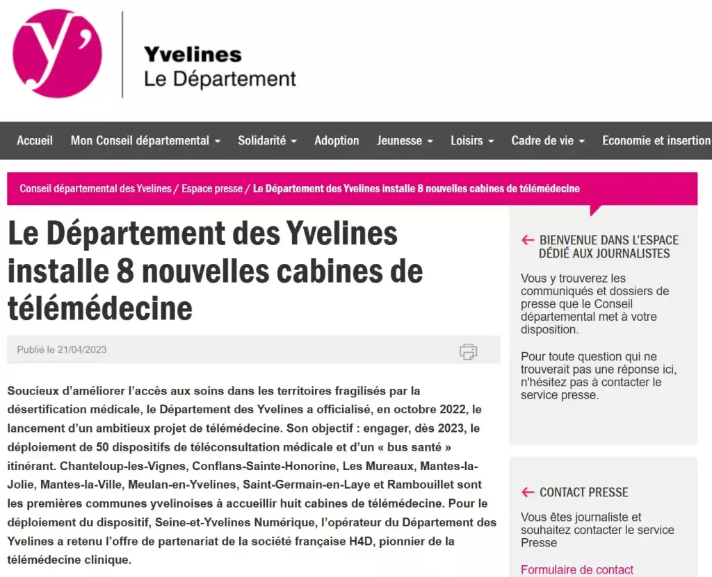 Présentation de l'opération de télémédecine organisée par le département des Yvelines