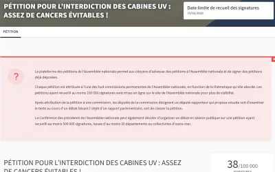 Pétition pour l’interdiction des CABINES U.V